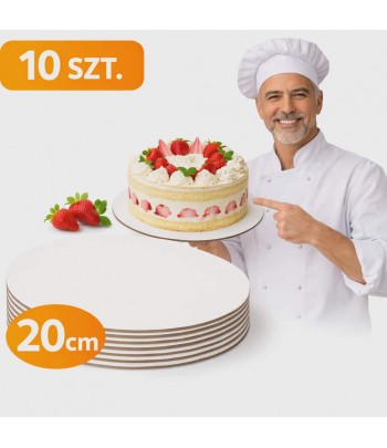 PODKŁAD 20 CM BIAŁY 10 SZT POD TORT SZTYWNY HDF 3 MM