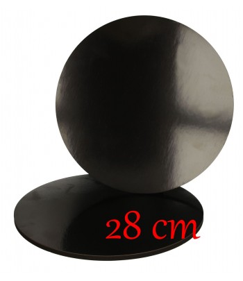 PODKŁAD CZARNY METALIK 28 CM POD TORT CIASTO OKRĄGŁY SZTYWNY GRUBY DO 10 KG