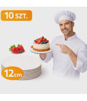 PODKŁADY 12 CM BIAŁY 10 SZT POD TORT CIASTO 3 MM WYTRZYMAŁY