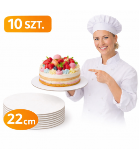 PODKŁADY 22 CM BIAŁY 10 SZT POD TORT SZTYWNY HDF 3 MM