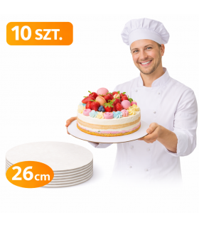 PODKŁADY 26 CM BIAŁY 10 SZT POD TORT SZTYWNY HDF 3 MM