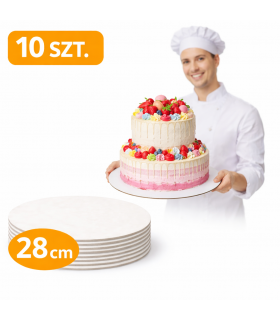 PODKŁADY 28 CM BIAŁY 10 SZT POD TORT SZTYWNY HDF 3 MM