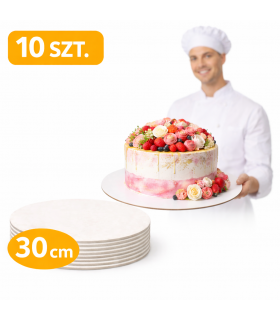 PODKŁADY 30 CM BIAŁY 10 SZT POD TORT SZTYWNY HDF 3 MM