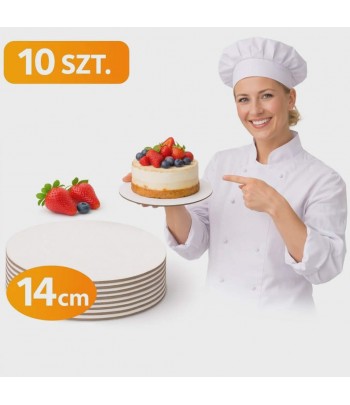 PODKŁADY 14 CM BIAŁY 10 SZT POD TORT CIASTO 3 MM WYTRZYMAŁY