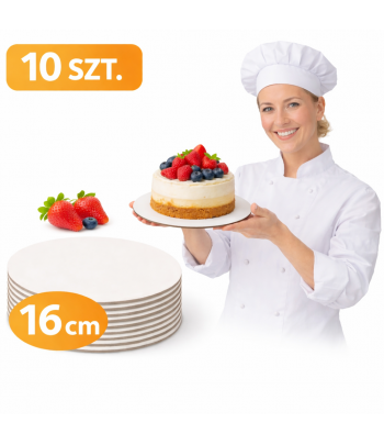 PODKŁADY 16 CM BIAŁY 10 SZT POD TORT CIASTO 3 MM WYTRZYMAŁY