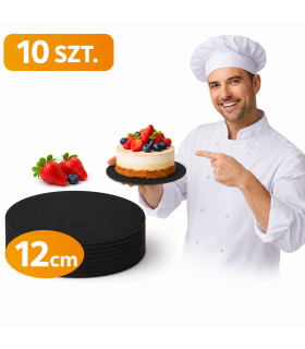 PODKŁAD PODKŁADY POD TORT CIASTO 12 CM 10 SZT CZARNY 3 MM WYTRZYMAŁY