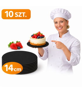 PODKŁAD PODKŁADY POD TORT CIASTO 14 CM 10 SZT CZARNY 3 MM WYTRZYMAŁY