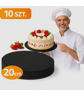PODKŁAD PODKŁADY POD TORT CIASTO 20 CM 10 SZT CZARNY 3 MM WYTRZYMAŁY