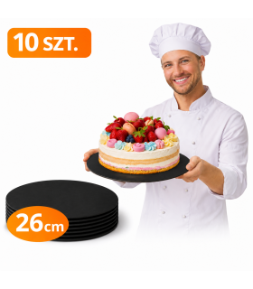 PODKŁAD PODKŁADY POD TORT CIASTO 26 CM 10 SZT CZARNY 3 MM WYTRZYMAŁY