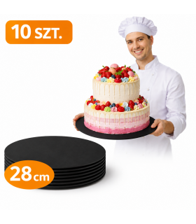 PODKŁAD PODKŁADY POD TORT CIASTO 28 CM 10 SZT CZARNY 3 MM WYTRZYMAŁY