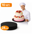 PODKŁAD PODKŁADY POD TORT CIASTO 28 CM 10 SZT CZARNY 3 MM WYTRZYMAŁY