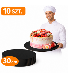 PODKŁAD PODKŁADY POD TORT CIASTO 30 CM 10 SZT CZARNY 3 MM WYTRZYMAŁY